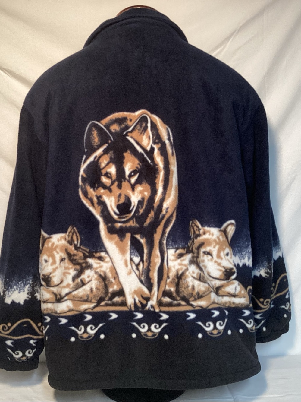 Cozee Corner Alaskan Wolf Graphics Sherpa Lined Fleece Full Zip Jacket Medium